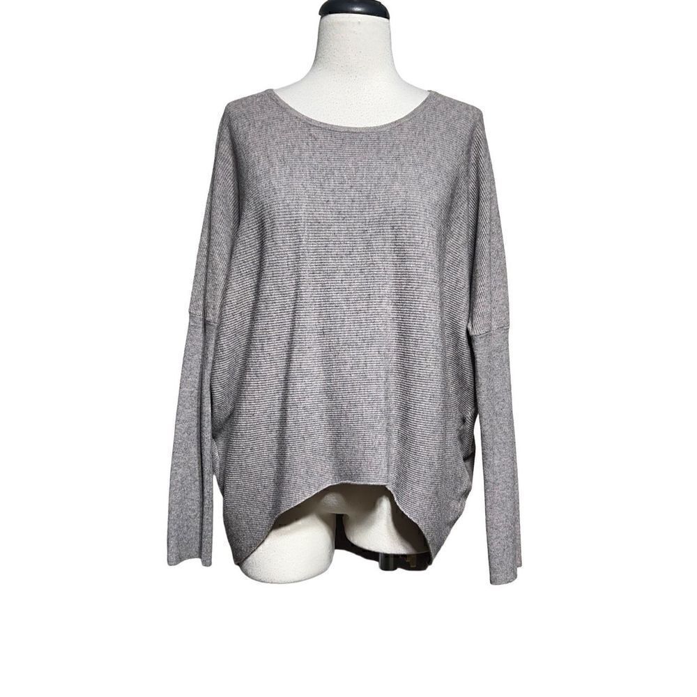 L Love Grey Tunic Oversize Ribbed Long Sleeve Sweater Size Small